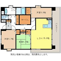 エスポワール三輪田町 5階3LDKの間取り