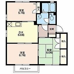 ディアスあらいA棟 1階3DKの間取り