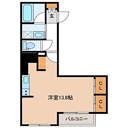 JR信越本線 長野駅 徒歩14分の賃貸マンション 2階ワンルームの間取り