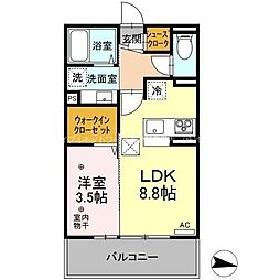JR信越本線 長野駅 徒歩21分の賃貸アパート 2階1LDKの間取り