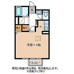 クレアール 1階ワンルームの間取り