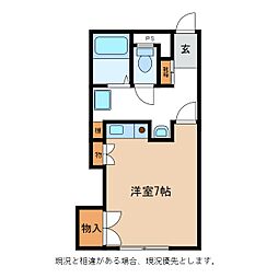 徳間コーポ 2階ワンルームの間取り