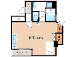 グランディオーゼナガノ 5階ワンルームの間取り