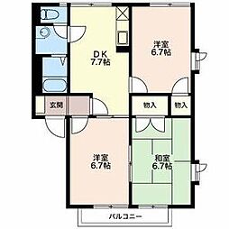 フレグランスこばやしA 1階3DKの間取り