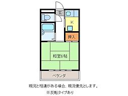 サンハイツ若里 1階1Kの間取り