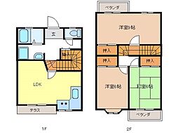 アップルタウン往生地2号棟 3LDKの間取り