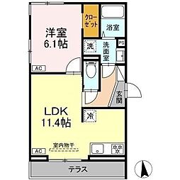 トリシア居町 1LDKの間取図画像