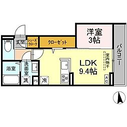 トリシア居町 1LDKの間取図画像