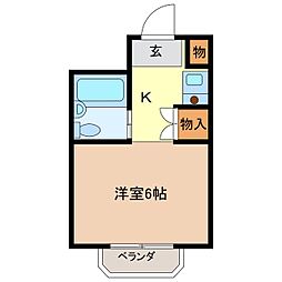 マンシオーネ・アサール 1Kの間取図画像