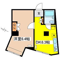 長野アーバンビル 1DKの間取図画像