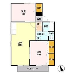 セジュール8たなかB 2LDKの間取図画像