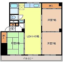 カーサ三輪 3LDKの間取図画像