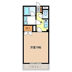 カーサ箱清水1 1Kの間取図画像
