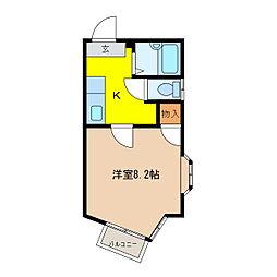 クオリティ桜C 1Kの間取図画像