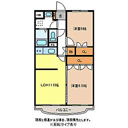 ブール・ド・ネージュ 2LDKの間取図画像