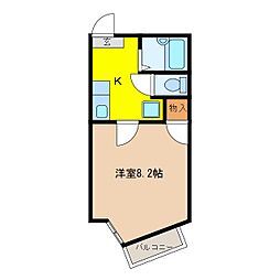 クオリティ桜B 1Kの間取図画像