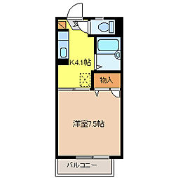 フレグランスしんI 1Kの間取図画像