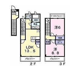 グレイスリバーサイドA 2LDKの間取図画像