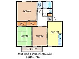 ジャルダン竹村2番館 3DKの間取図画像