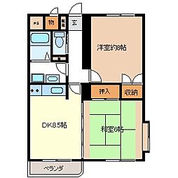 パシィフィック2 2DKの間取図画像