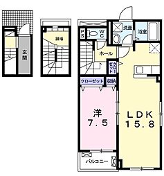 シャルマンA 1LDKの間取図画像