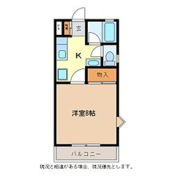パストラルハイツC 1Kの間取図画像