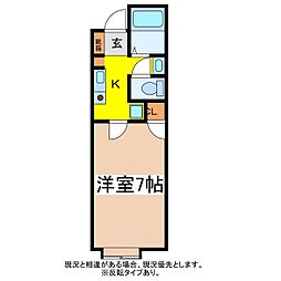 サンディ長池ハイツ 1Kの間取図画像