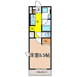 アーバングランデ南県 1Kの間取図画像
