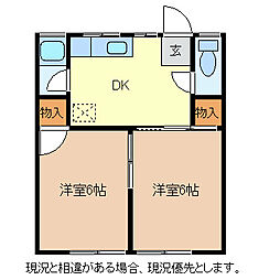 フォーブル南俣B 2DKの間取図画像