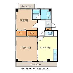 エトワールみわ 2DKの間取図画像