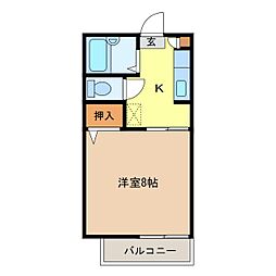 イーストビレッジB 1Kの間取図画像