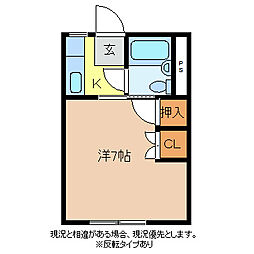 ピュアステージ中御所壱番館 1Kの間取図画像