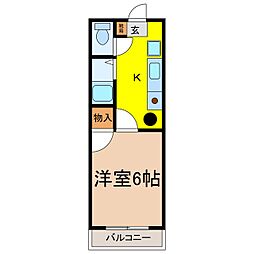 ウィングス21 1Kの間取図画像