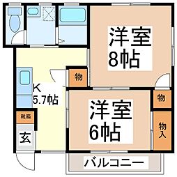 ケーズハウス 2Kの間取図画像