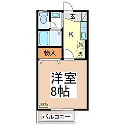 セジュールS・なかむらB 1階1Kの間取り