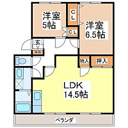 アドバンスアメニティ 1階2LDKの間取り