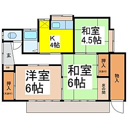 小林貸家　南 3Kの間取り