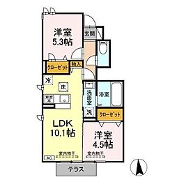 AvanzarII 1階2LDKの間取り