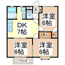 アネックス寺澤I 2階3DKの間取り