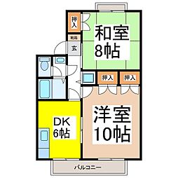 グリーンテラス宮島B棟 1階2DKの間取り