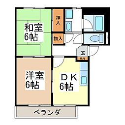 サープラスアベニール 2DKの間取図画像