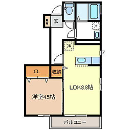 グランコート2 1LDKの間取図画像