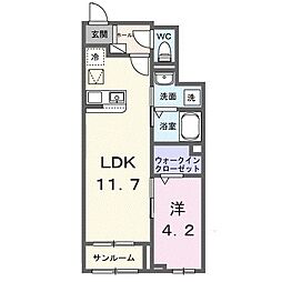 ハイツリバーサイド1 1LDKの間取図画像