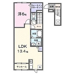 ハイツリバーサイド1 1LDKの間取図画像