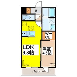 グレーシア瀬原田 1LDKの間取図画像