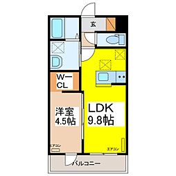 グレーシア瀬原田 1LDKの間取図画像