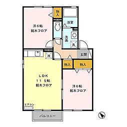 セジュール上徳間A 2LDKの間取図画像