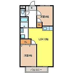 パークサイドリマティーR 2LDKの間取図画像