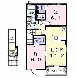 アン・リヴィエールB 2LDKの間取図画像