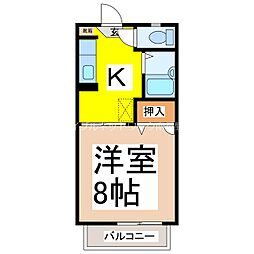 パルテノン幸 1Kの間取図画像
